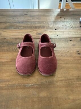 Zara Girls Suede Mary Janes in Dusty Rose